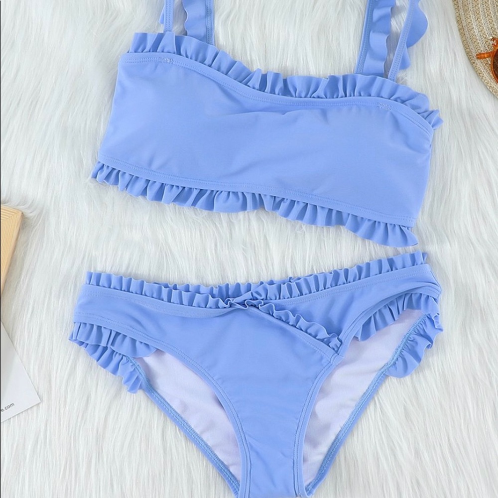 NWOT Light Blue Ruffle Bikini—XL
